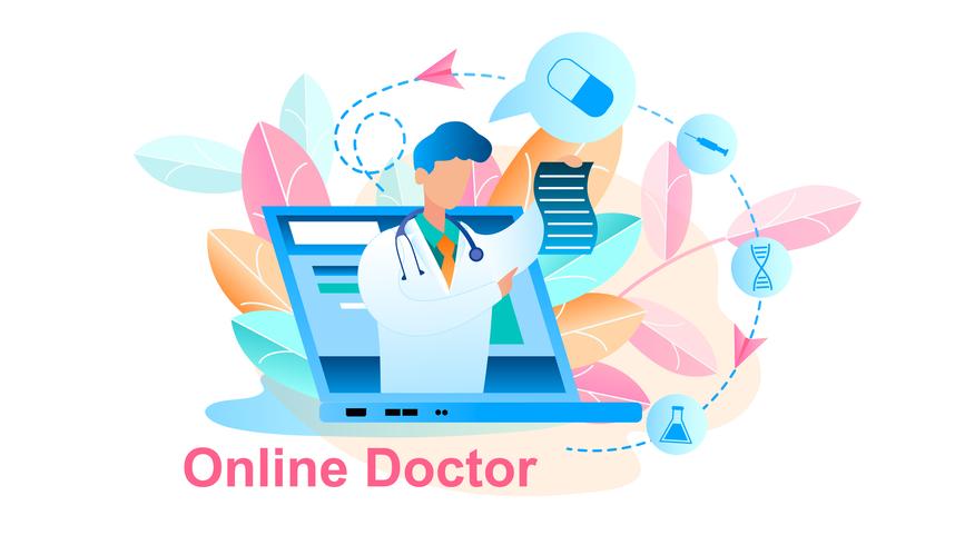 Online Doctor Treatment Consultation vector