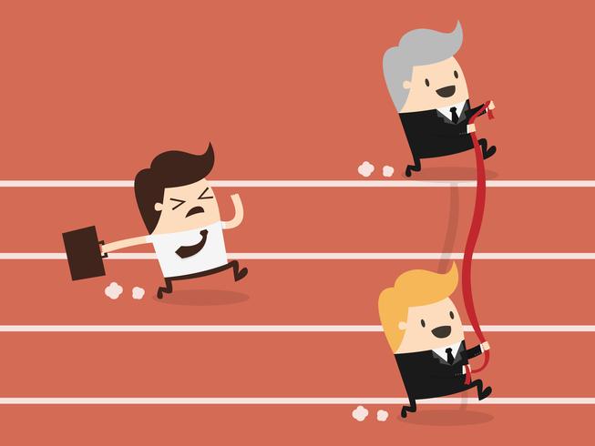 Businessman trying to reach the finish line vector