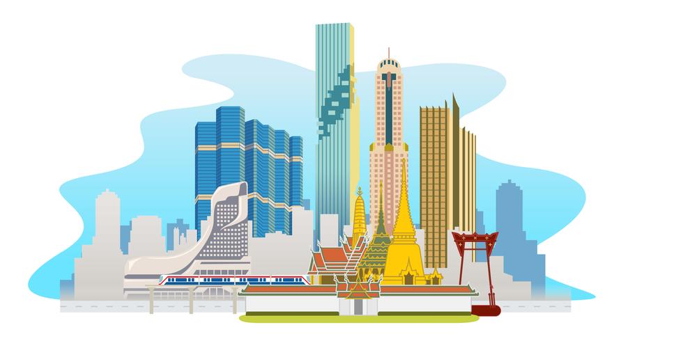 Bangkok megacity panorama vector