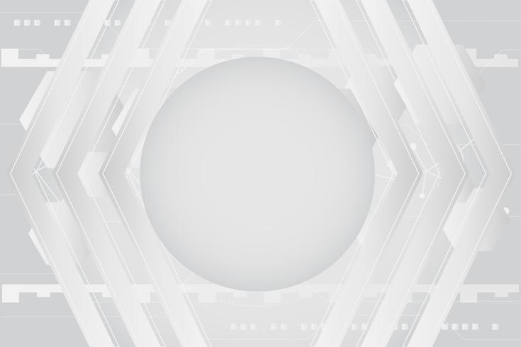 Fondo de círculos de tecnología abstracta blanco gris vector