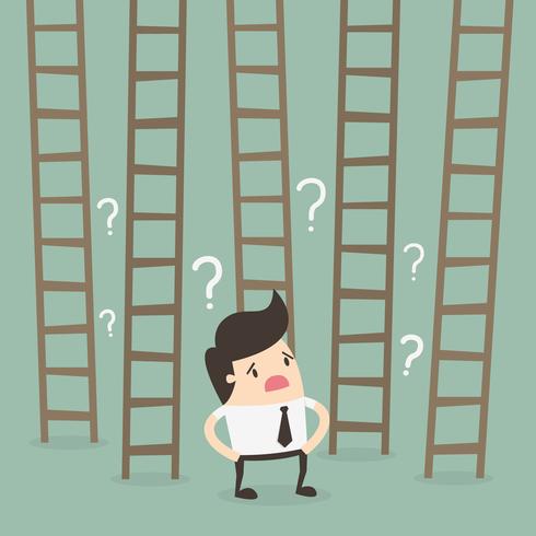 Man in Front of Ladders to Success vector