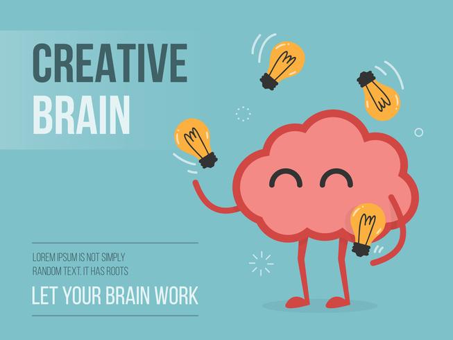 Brain juggling light bulbs vector