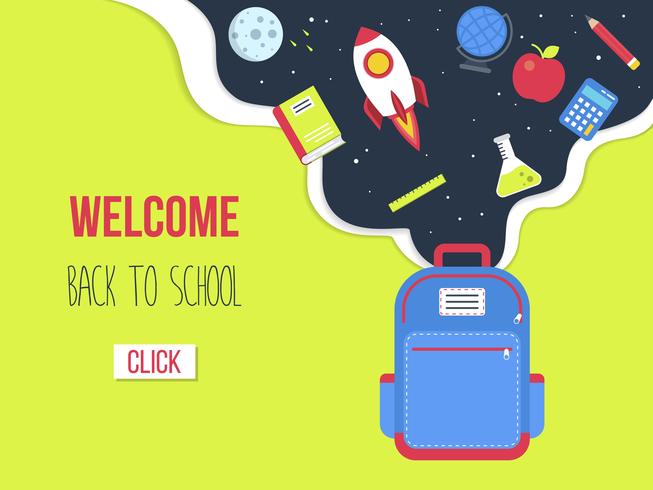 Back to school poster template, vector illustration