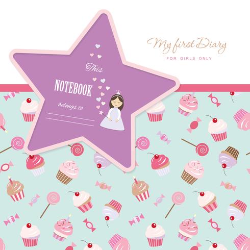 Mi primera funda de cuaderno para niñas vector