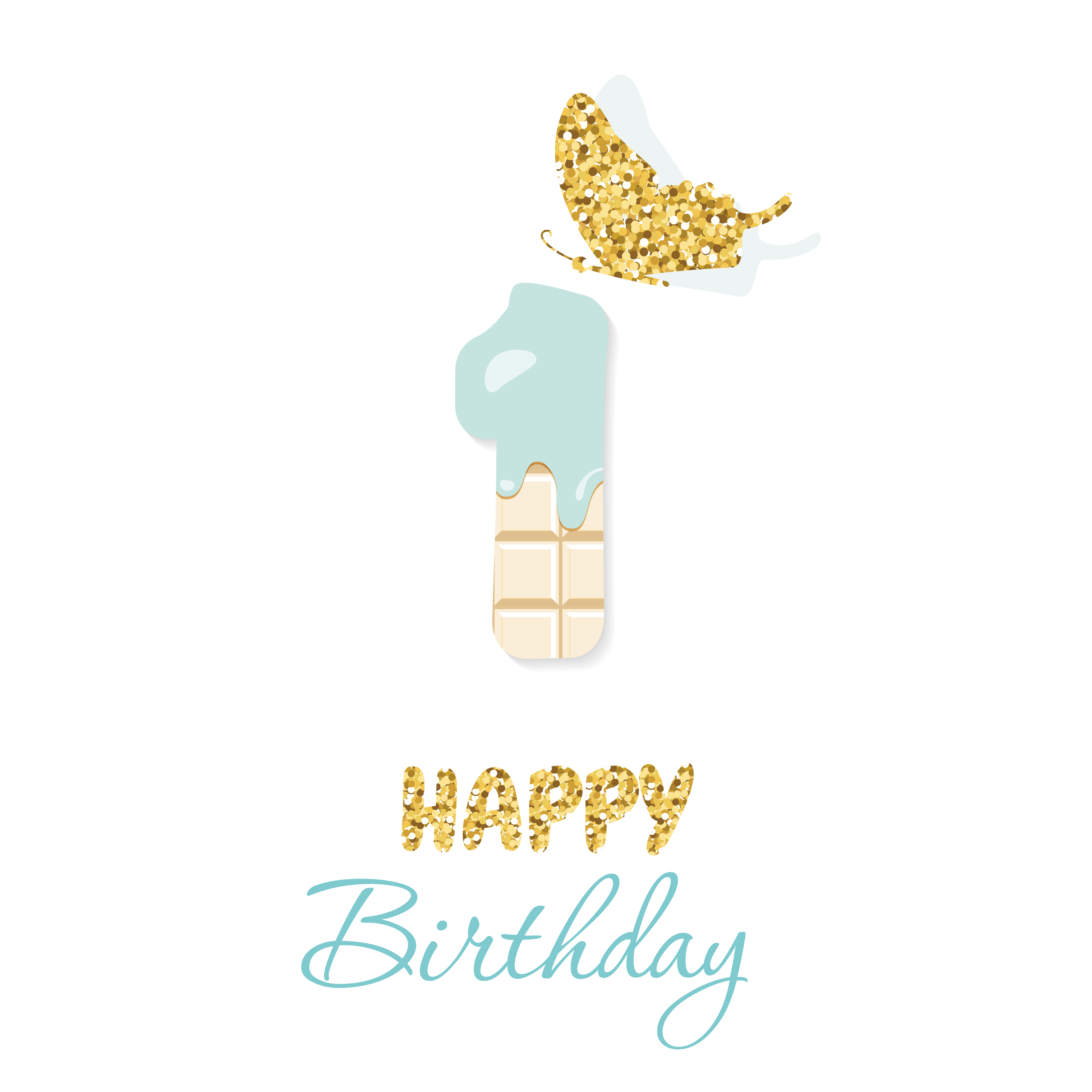 Download Happy birthday greeting card with chocolate number 1 and ...