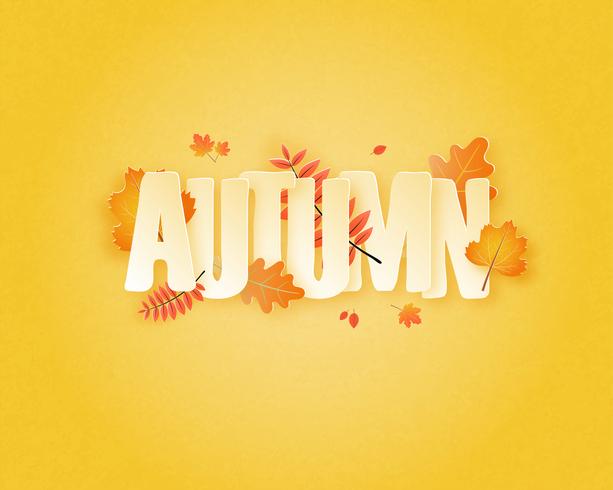 Caligrafía con hojas de otoño vector