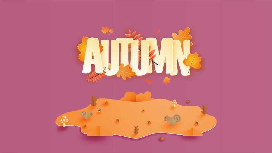 Calligraphy with autumn season vector