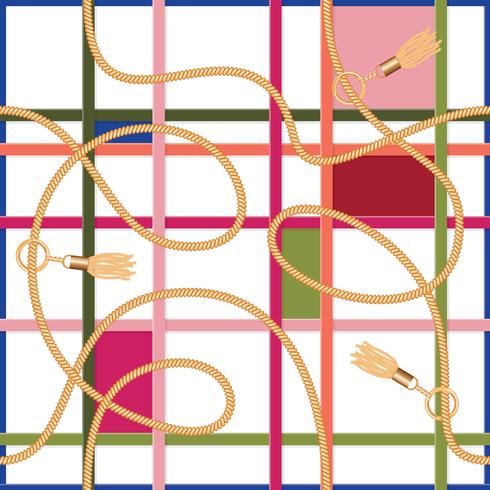 Belts,chains and tassels geometric seamless pattern vector