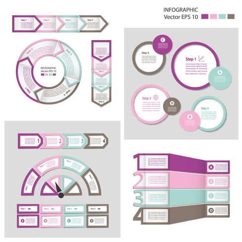 Process chart module. Infographic set. vector