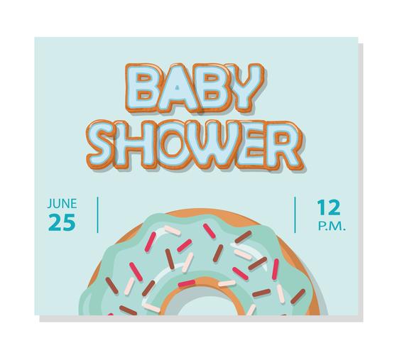 Plantilla de tarjeta de Baby Shower para niños. Donut dulce vector