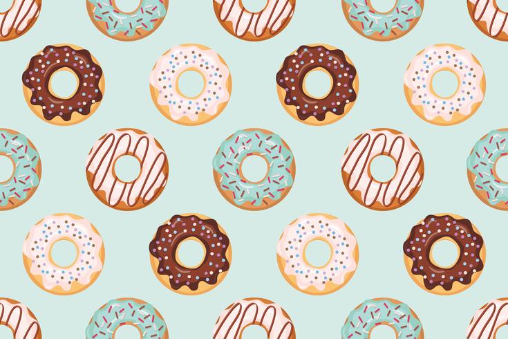 Seamless pattern with glazed donuts blue and beige colors vector