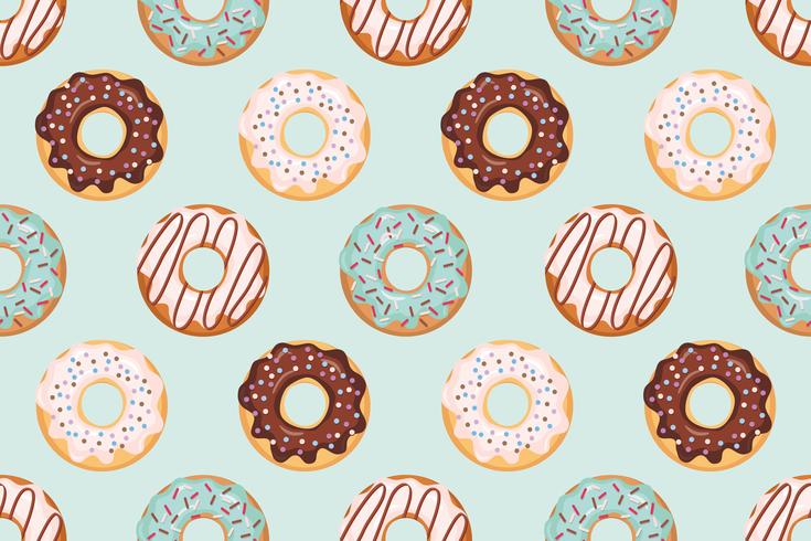 Seamless pattern with glazed donuts blue and beige colors vector