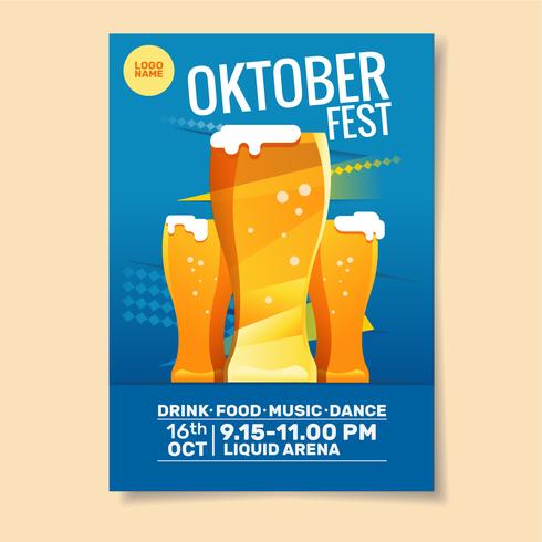 Plantilla de póster de fiesta Oktoberfest vector