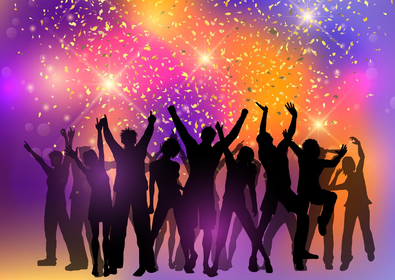 Party crowd on an abstract background with confetti 664621 Vector Art