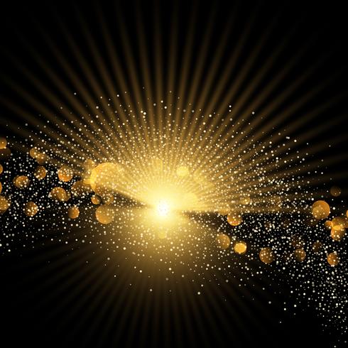 Gold starburst and glitter background vector