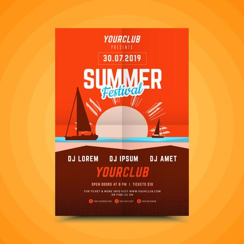 Cartel vertical de fiesta de verano. vector