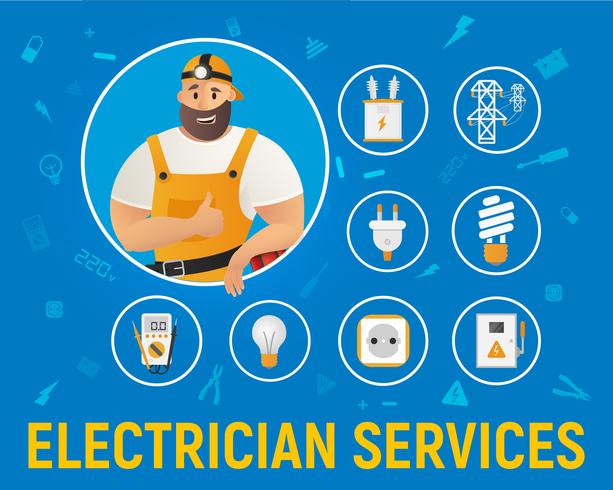 Iconos de servicio de electricista vector