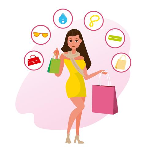 Mujer de compras vector