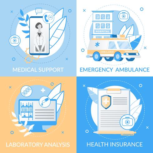 Folleto informativo de soporte médico vector