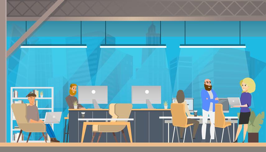 Study in Modern Coworking Area vector