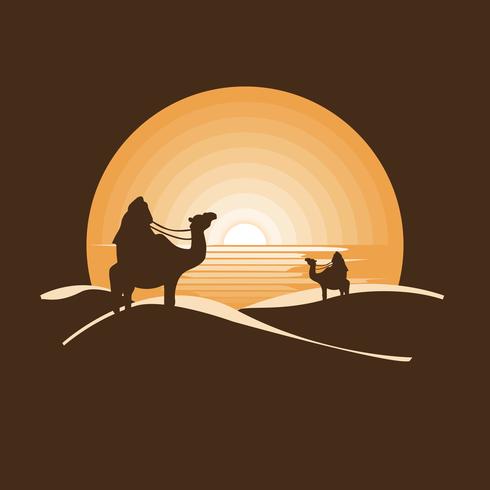 Bedouin in the dry desert under sun vector