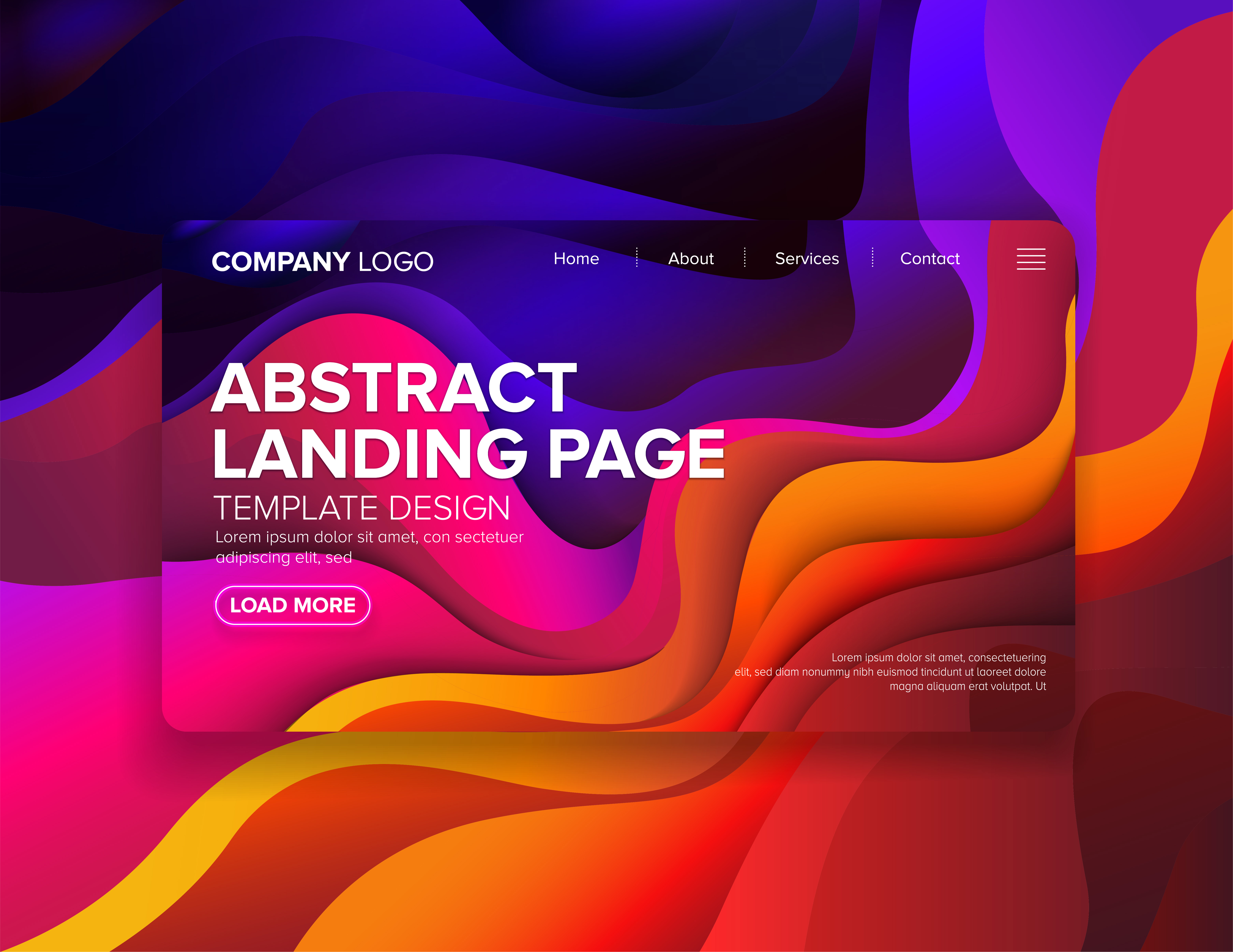 Landing Page Template Design 664764 Vector Art at Vecteezy