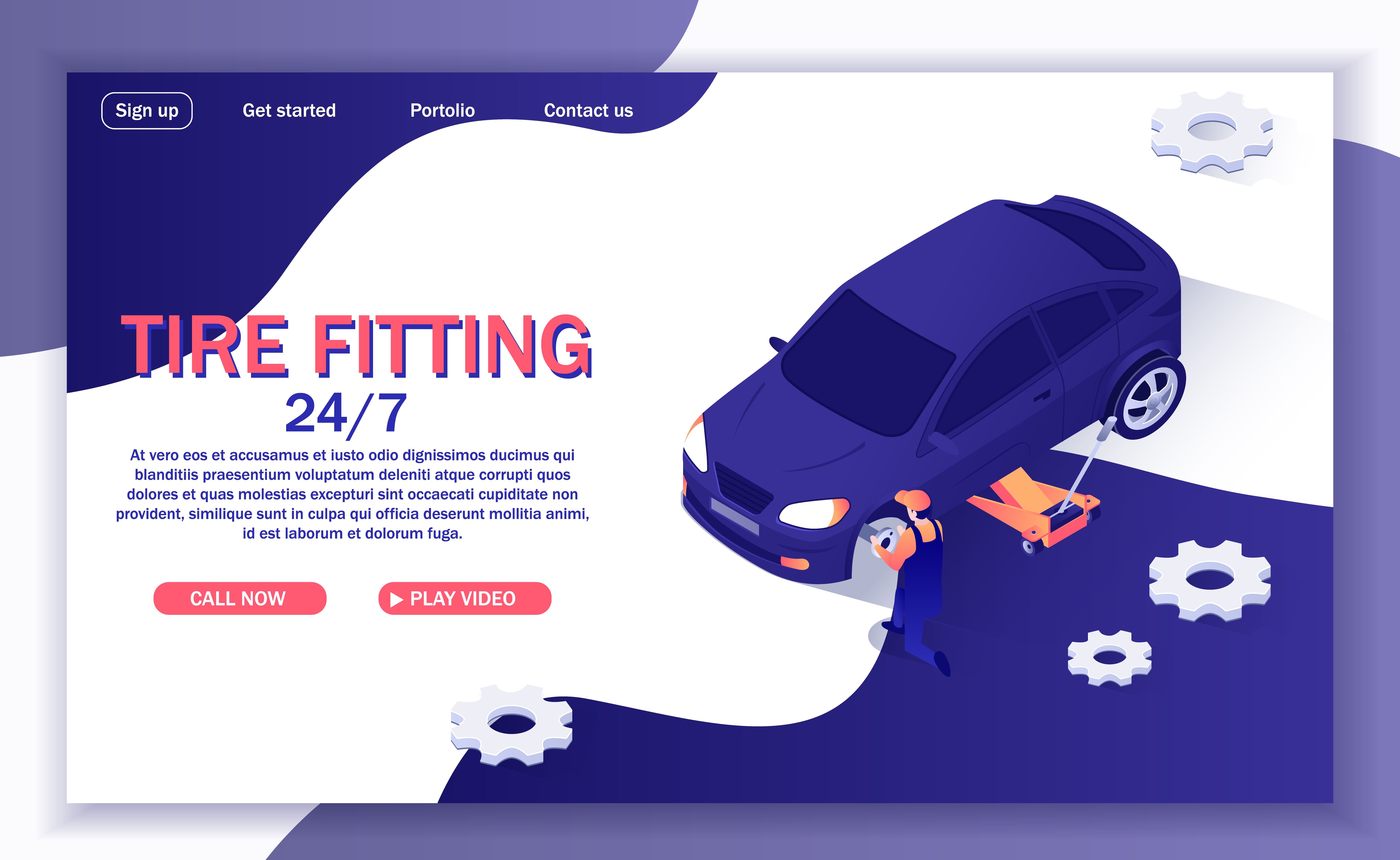 Tire Fitting Landing Page 664783 Vector Art at Vecteezy