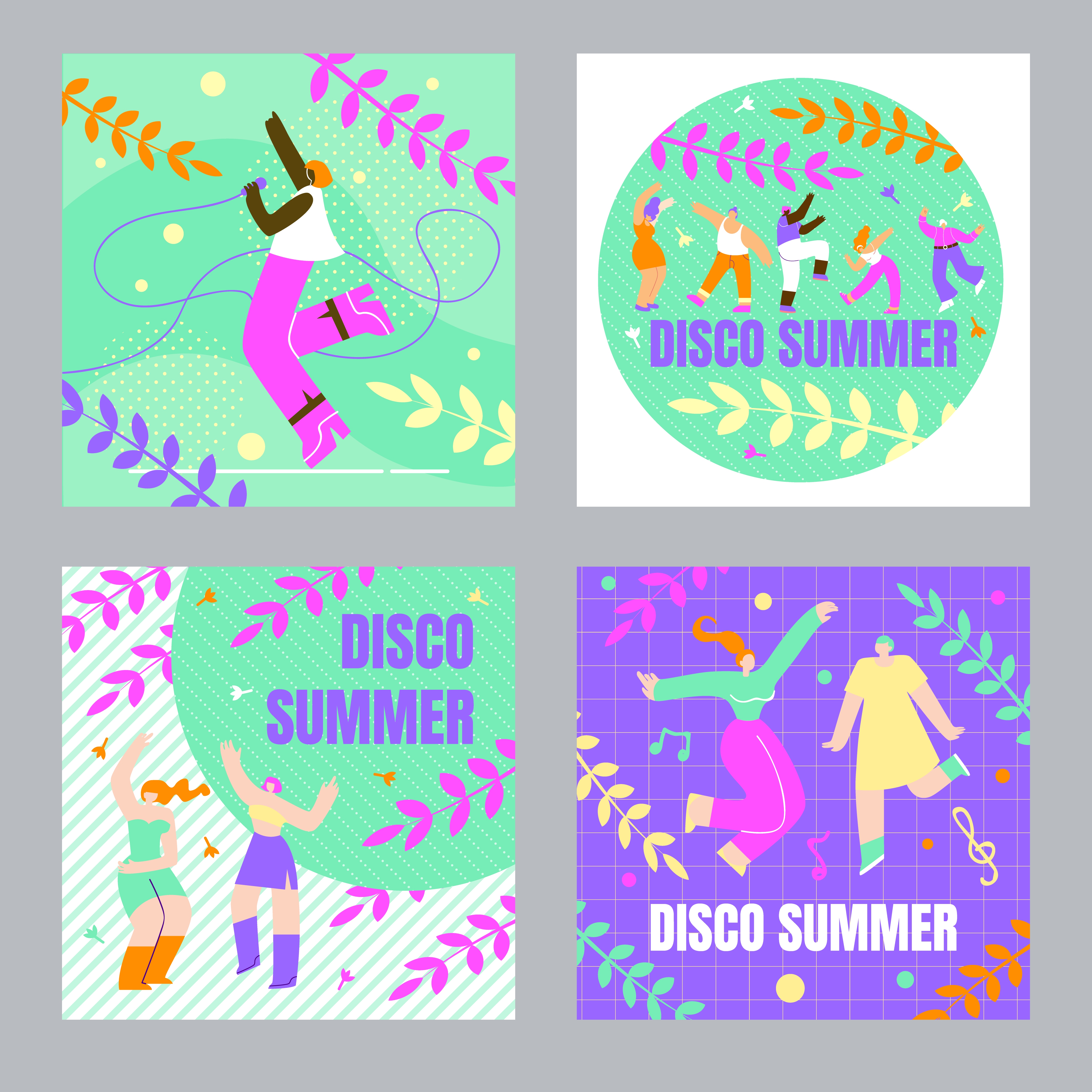 Summer disco. Summer dance vector.