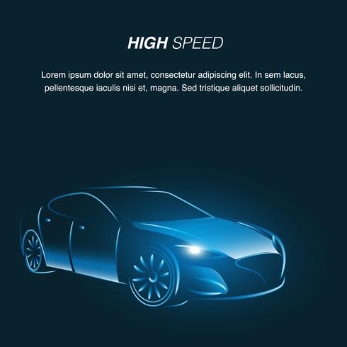 Modern Car Side View Unlocked Headlight in Dark vector