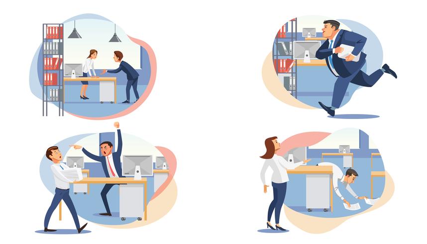 Set of stressed business people vector