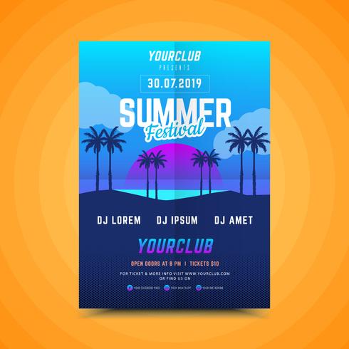 Cartel de fiesta de atardecer de verano vector