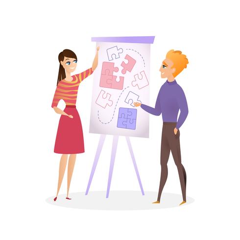 Guy and Girl Planning Project vector