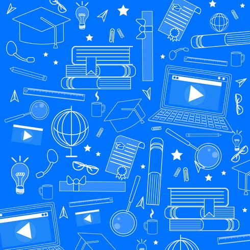 School Supplies Doodle  Pattern  vector