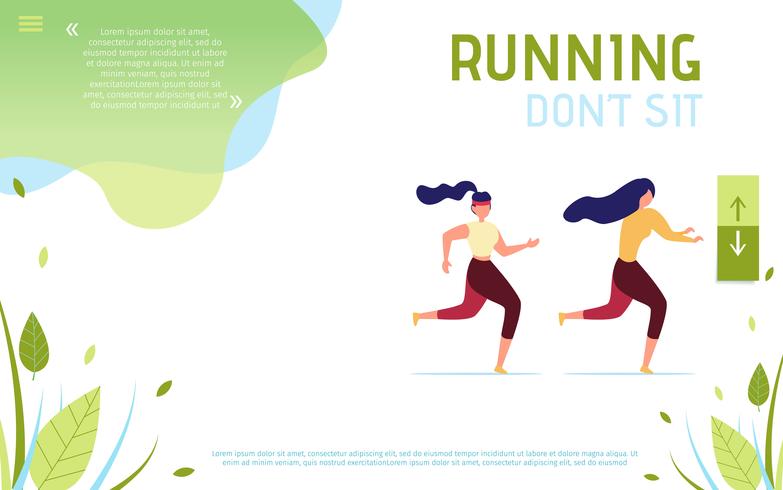 Don't Sit Running Motivational Landing Page vector