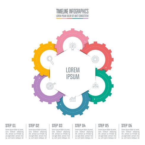 Concepto de negocio de diseño infográfico con 6 opciones. vector