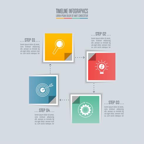 Diseño cuadrado concepto de negocio de infografía Timeline con 4 opciones. vector