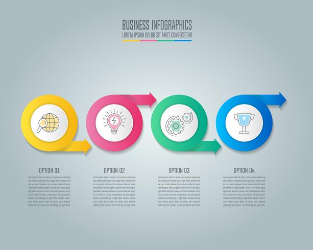 Concepto de negocio de diseño de infografía de flecha de círculo con 4 opciones vector