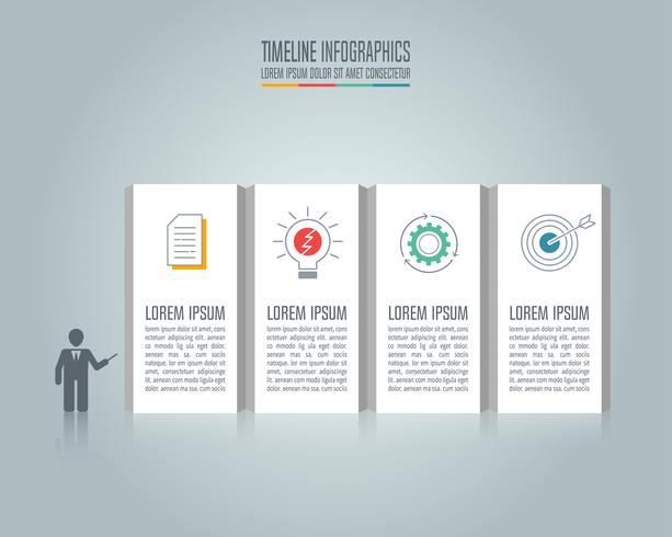 Presentación del concepto de negocio de infografía con 4 opciones. vector