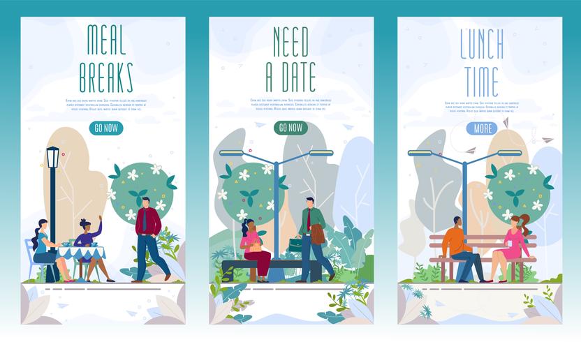 City Recreational Park  Web Banners Set vector