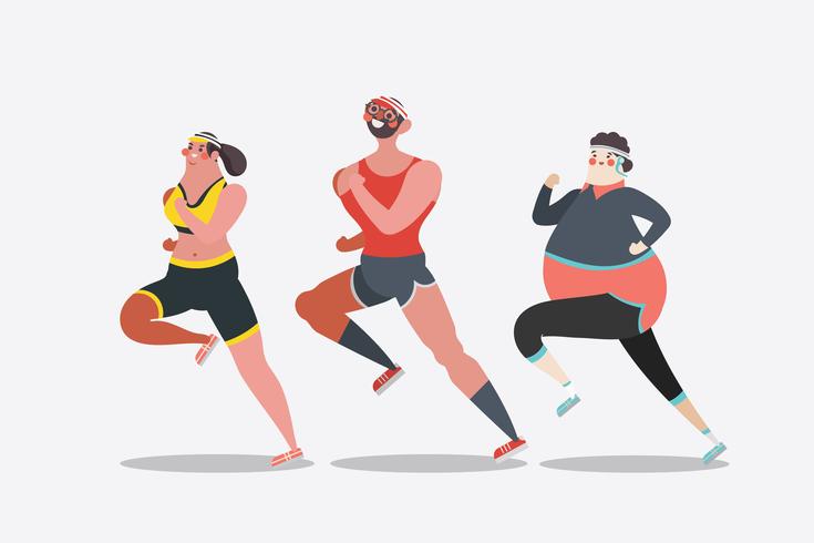 People running a marathon vector