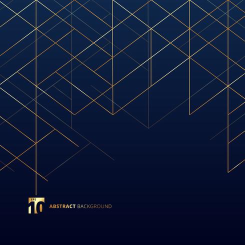 Dimensional gold lines on dark blue background vector