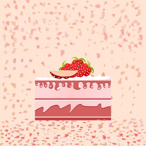 Birthday cake slice on pink background