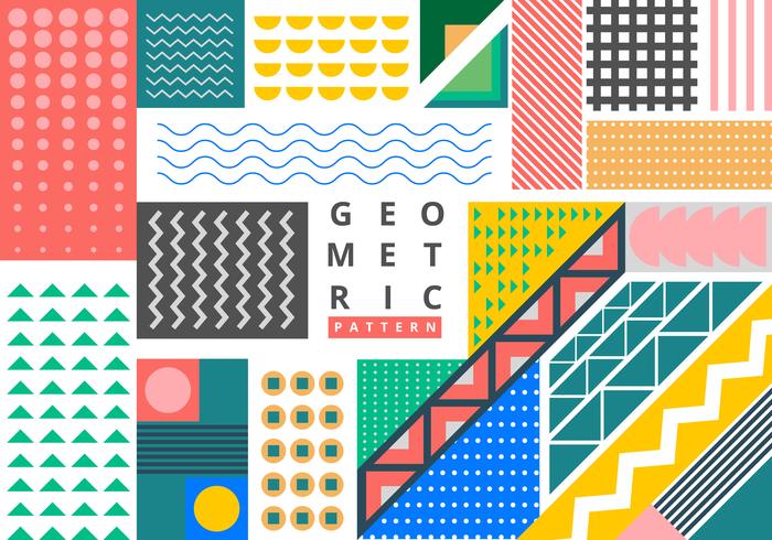 Bright geometric memphis style pattern element bundle vector