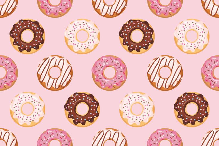 Seamless pattern with glazed donuts with pink colors vector