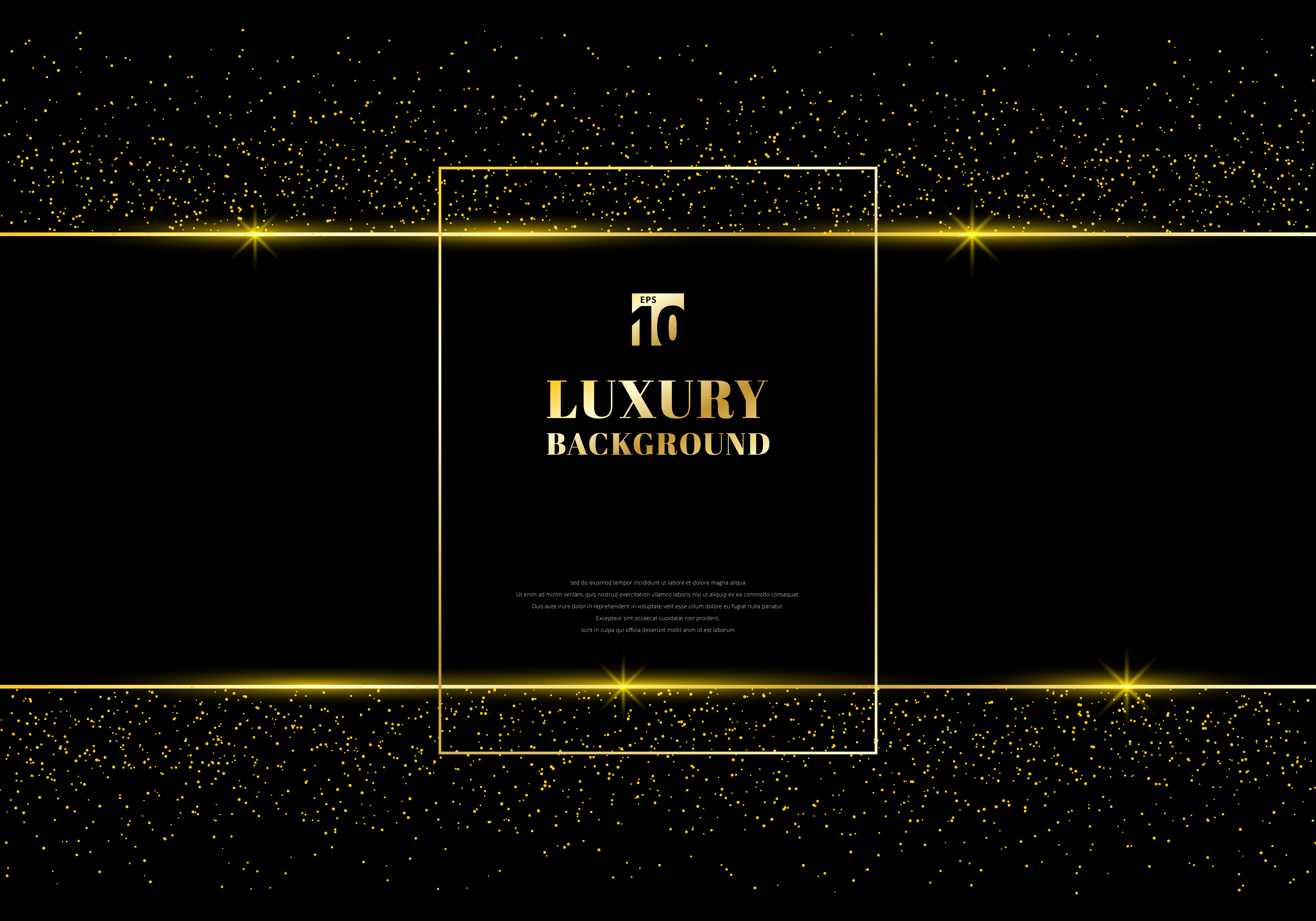 Golden glitter and shiny gold frame on black background 665314 Vector