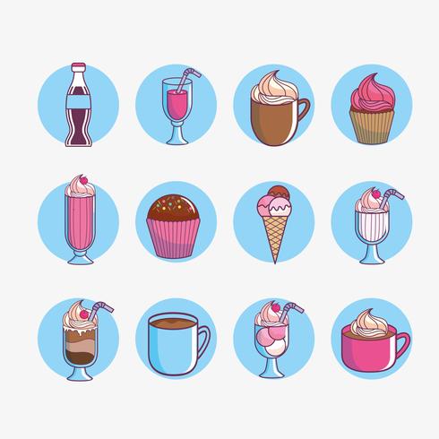 Dessert and sweet food set vector