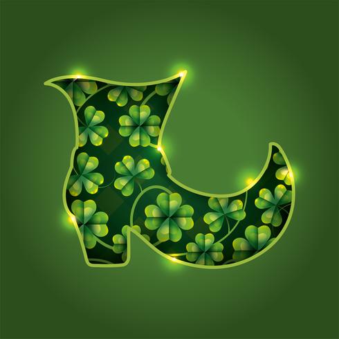 st patrick boot with clovers vector