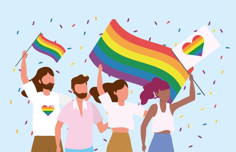 lgbt community together for freedom celebration vector