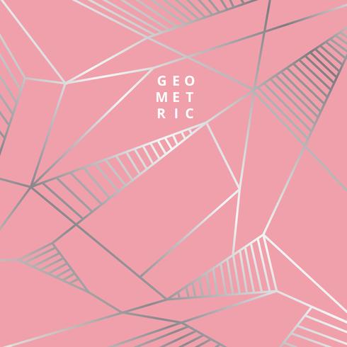 Silver geometric lines on pink vector