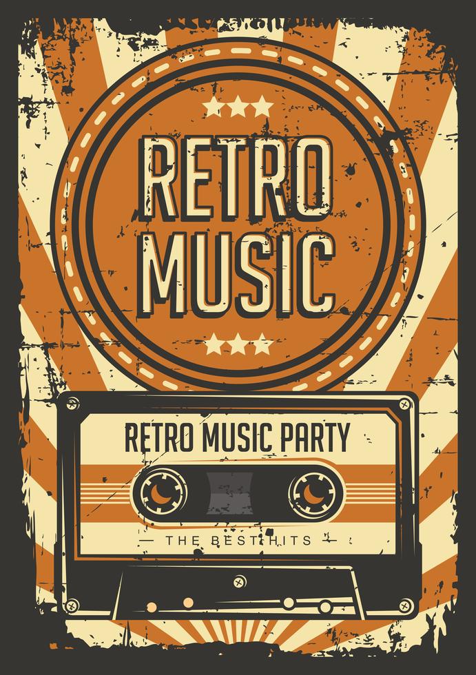 Retro Casette Tape Vintage Poster 665361 Vector Art at Vecteezy